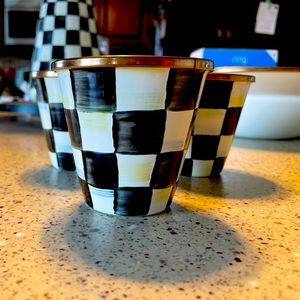 Mackenzie Childs Courtly Check Enamel Herb Pots (Set of 3)